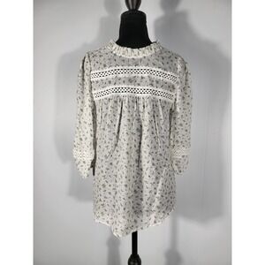 Blu Pepper Women's Floral Blouse With Lace Accents